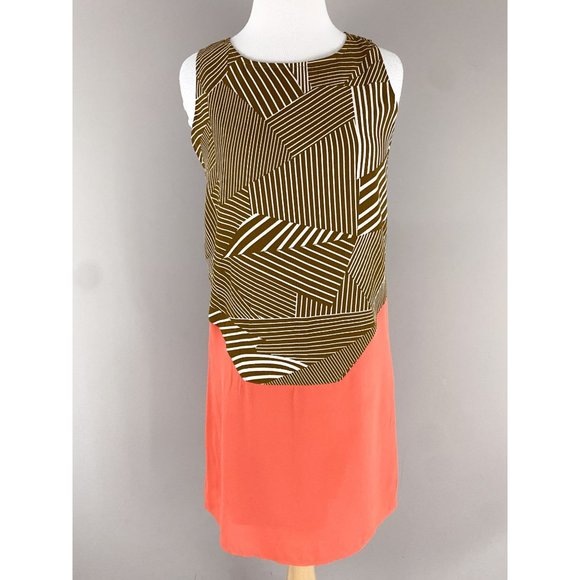 THML Orange Brown Ivory Sleeveless Dress XS - Picture 1 of 3